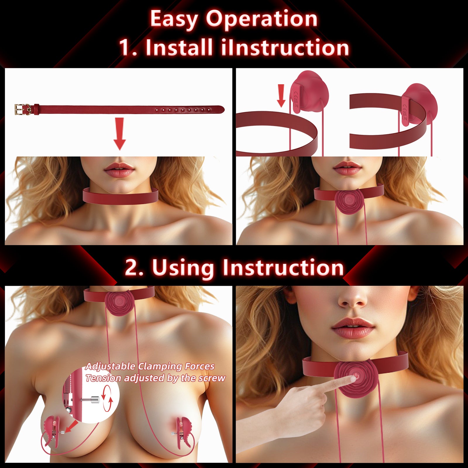 Electric Nipple Clamp Breast Massage Vibrator Couples Female