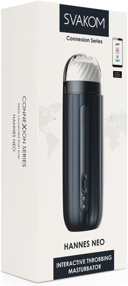 SVAKOM Hannes Neo Interactive Throbbing Rechargeable Connection Series Masturbator - Black - Get More Connected Than Ever!