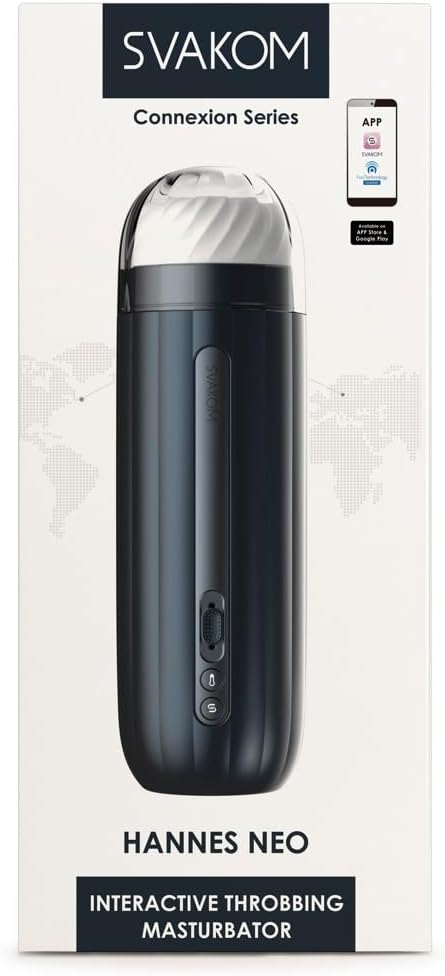 SVAKOM Hannes Neo Interactive Throbbing Rechargeable Connection Series Masturbator - Black - Get More Connected Than Ever!