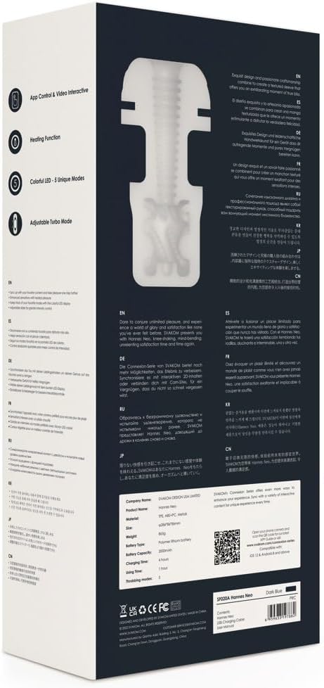 SVAKOM Hannes Neo Interactive Throbbing Rechargeable Connection Series Masturbator - Black - Get More Connected Than Ever!